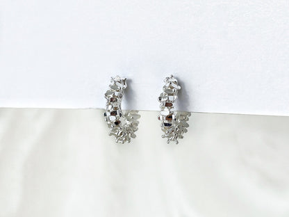 Minimalist Cube Beaded Huggie Hoop Clip on Earrings