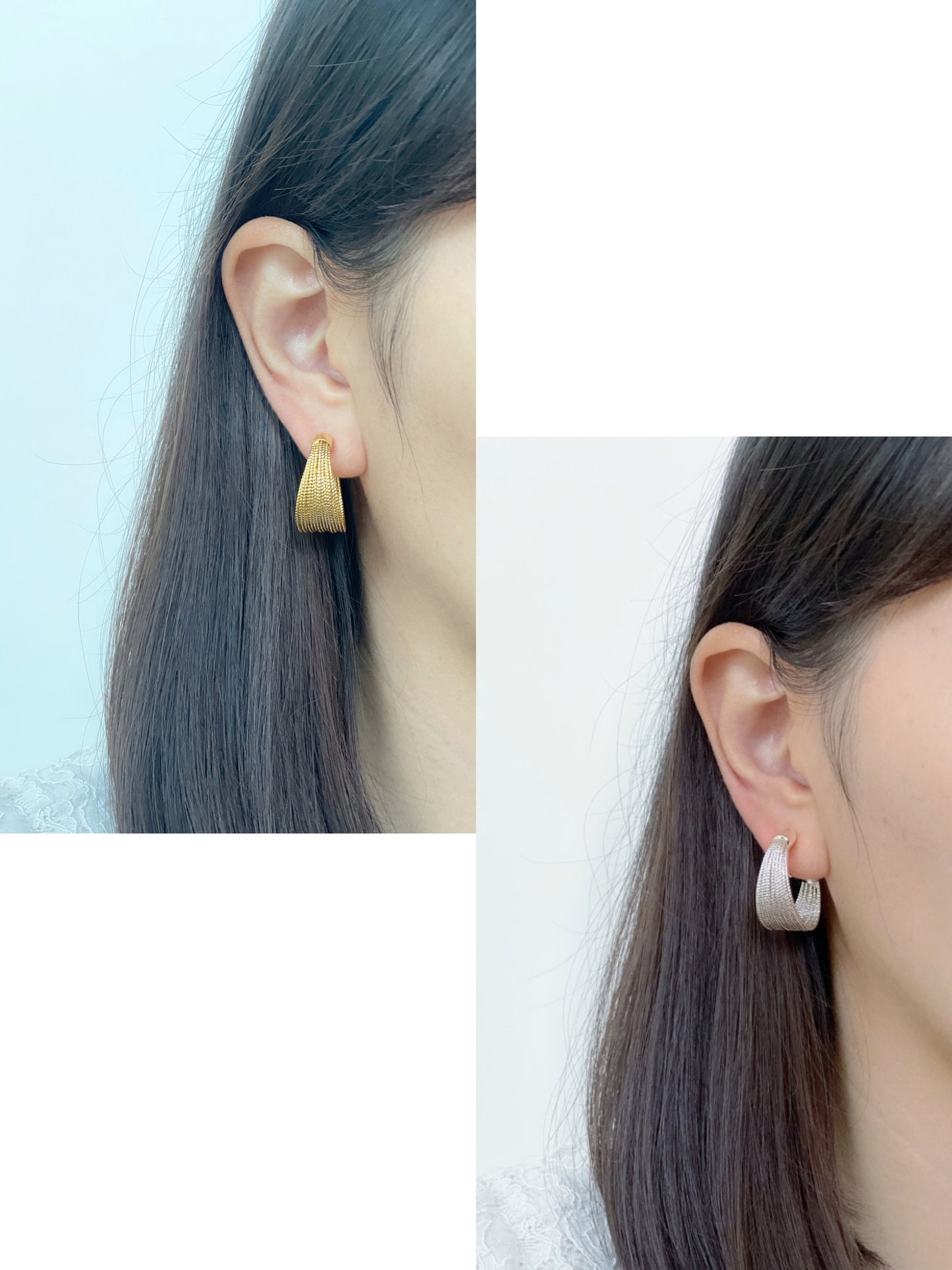 Statement Silver/Gold Bold Hoop Clip on Earrings