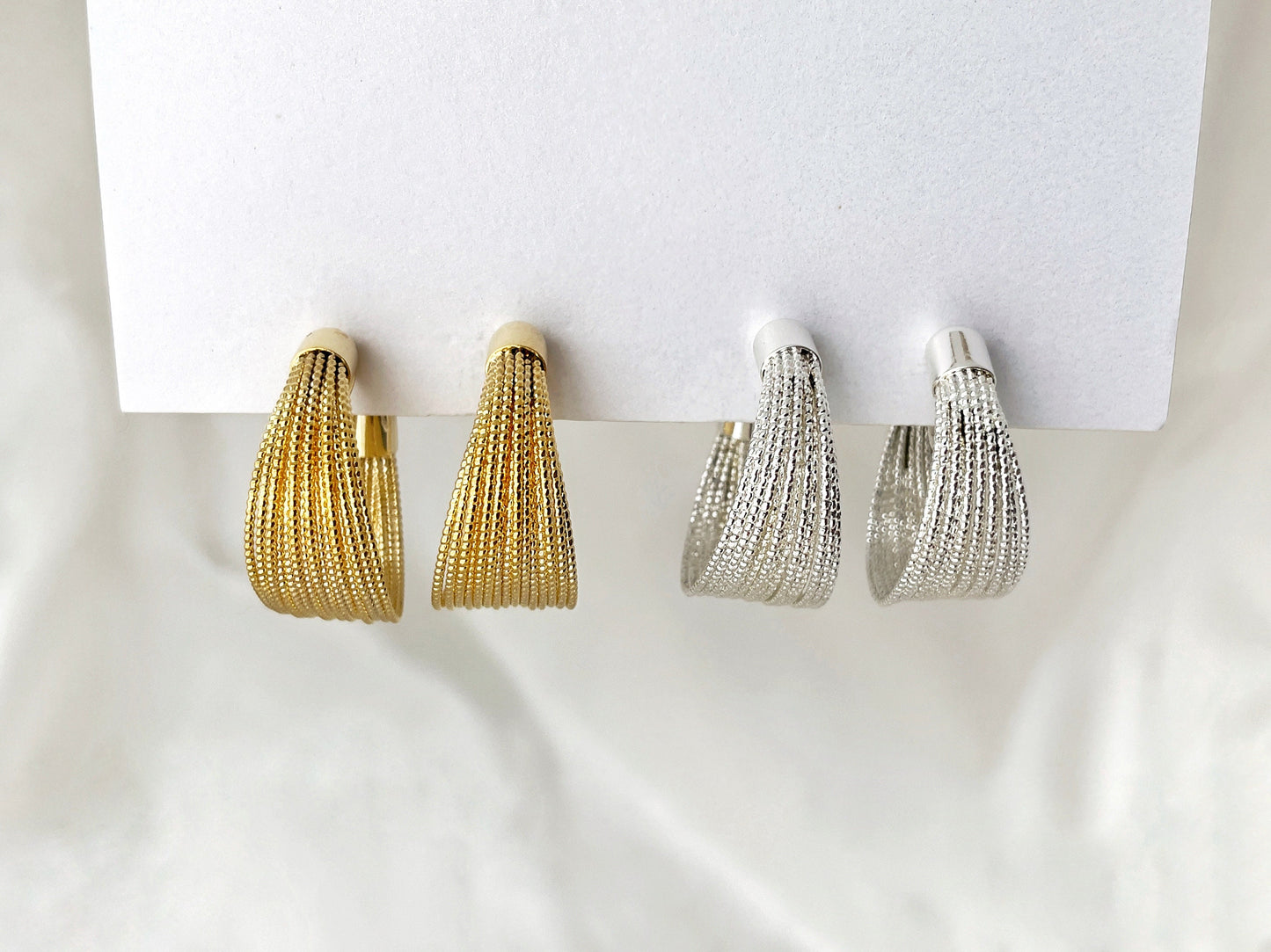 Statement Silver/Gold Bold Hoop Clip on Earrings