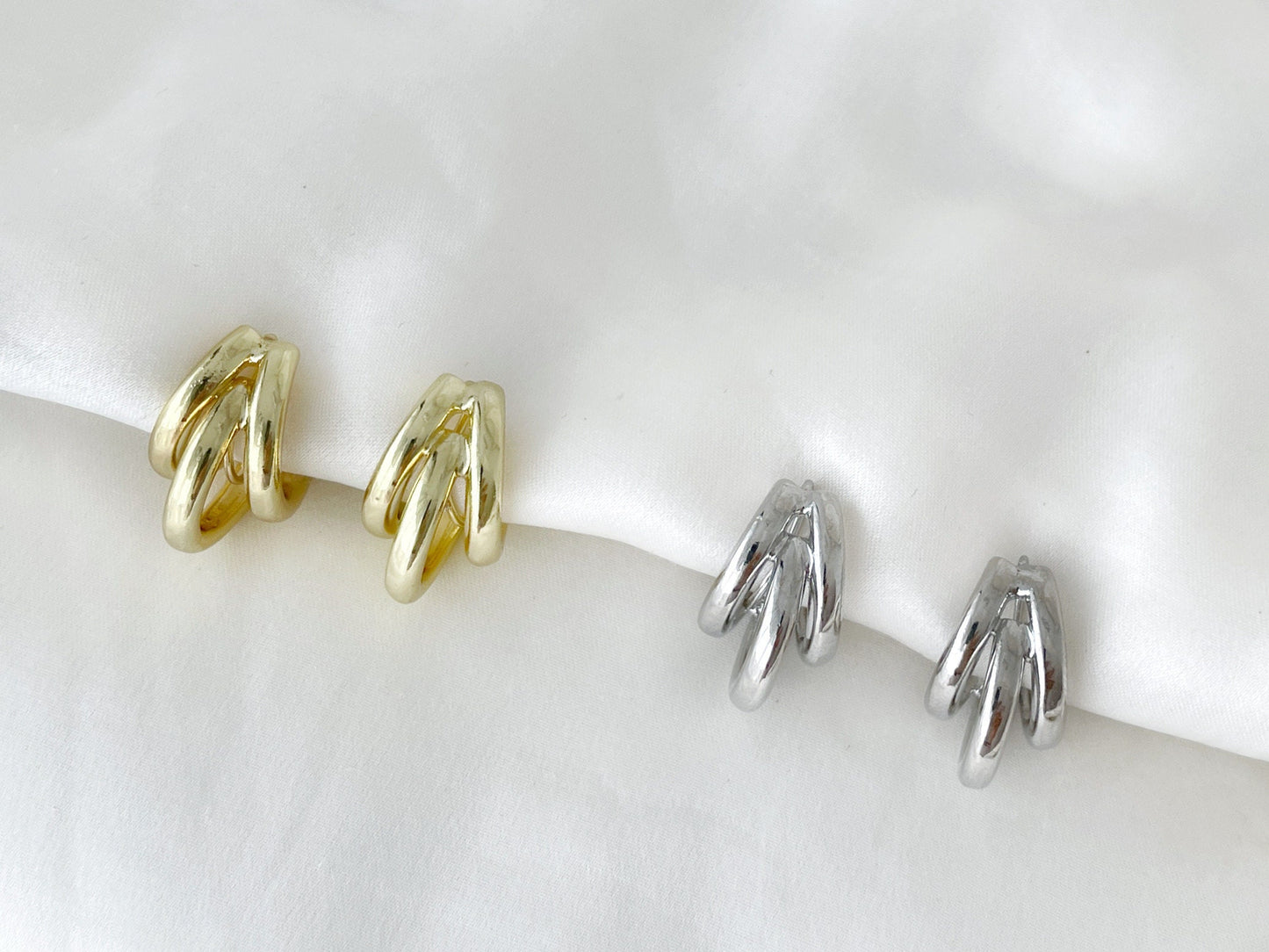 Silver/Gold Chunky Claw Clip on Earrings