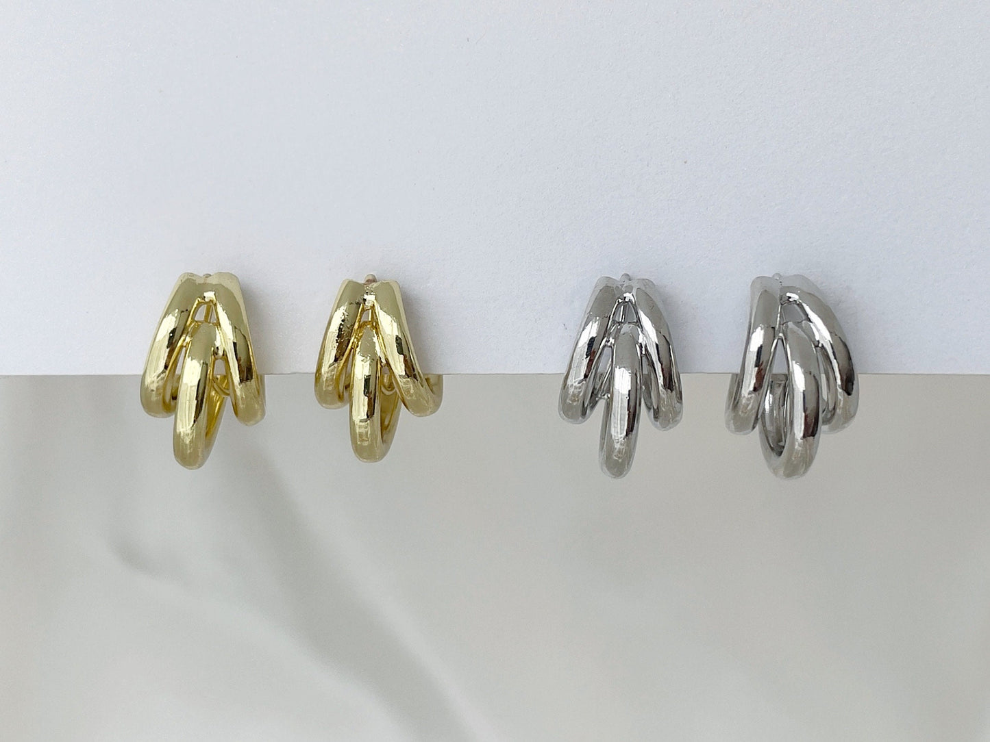 Silver/Gold Chunky Claw Clip on Earrings