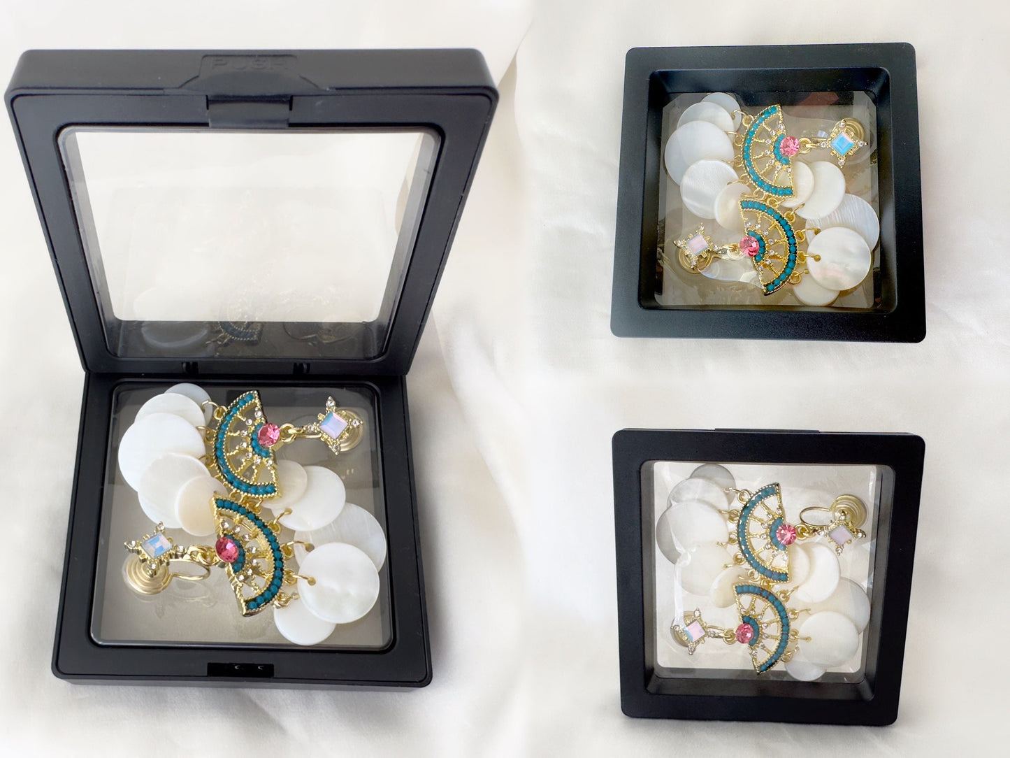 Boho Fan Shaped Dangle Clip on Earrings