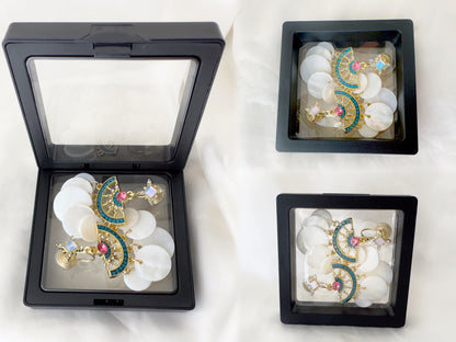 Boho Fan Shaped Dangle Clip on Earrings