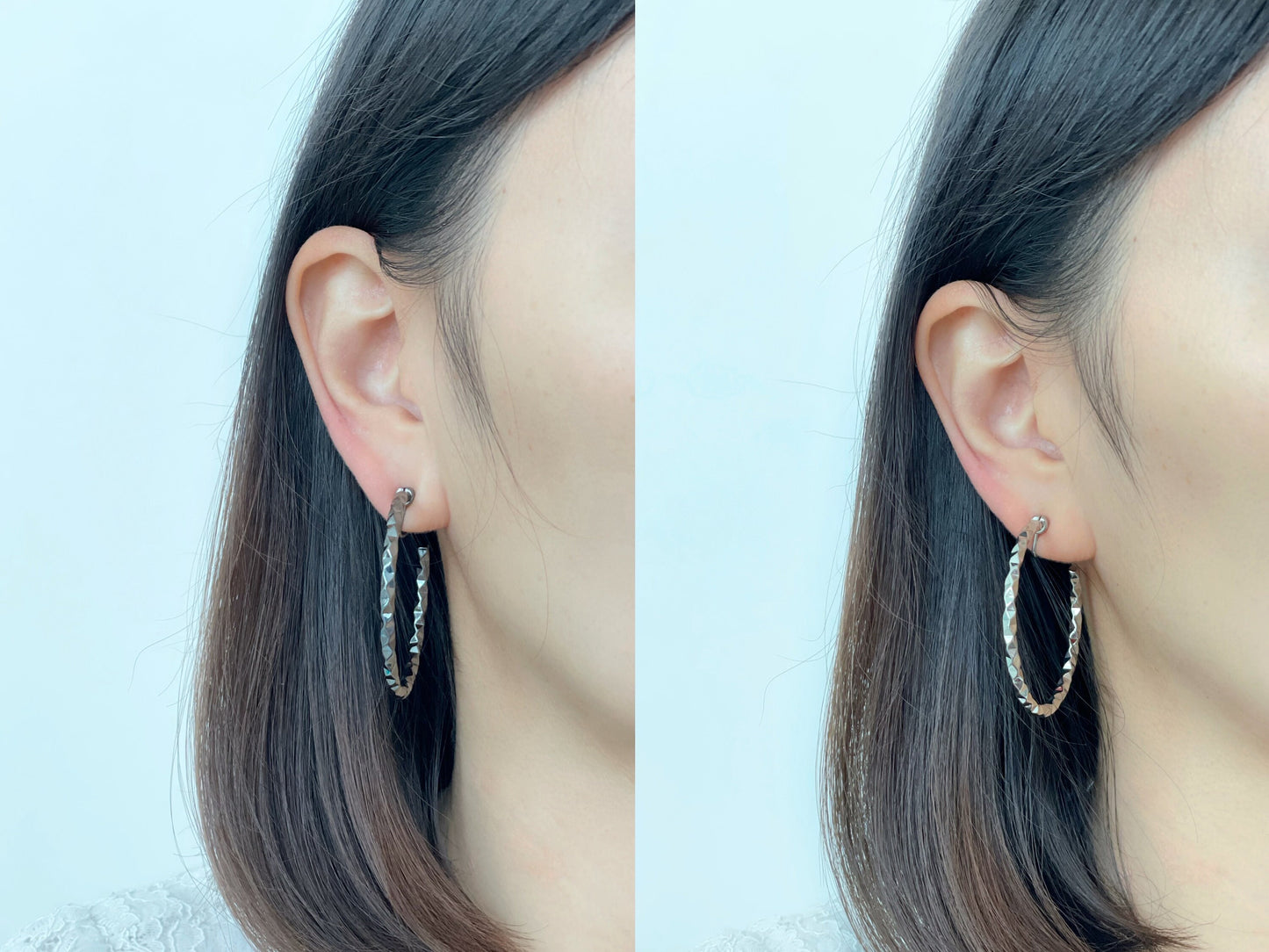 Textured Silver/Gold/Black 45mm Large Hoop Clip on Earrings