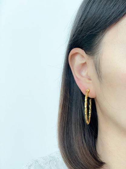 Textured Silver/Gold/Black 45mm Large Hoop Clip on Earrings