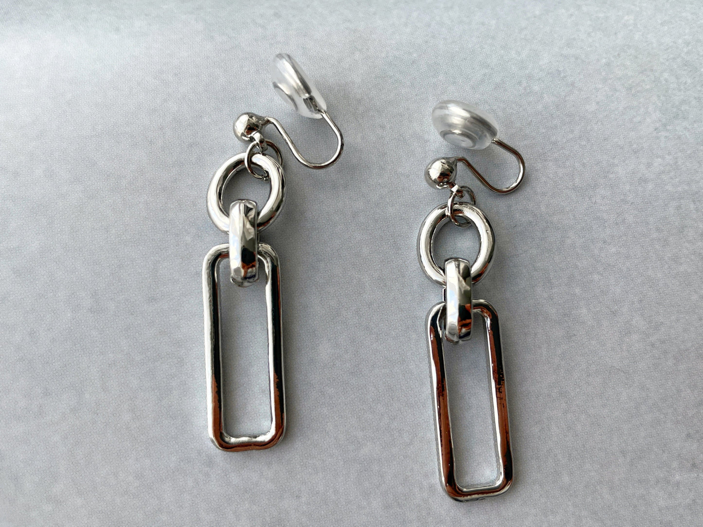 Silver/Gold Chunky Chain Dangle Clip on Earrings