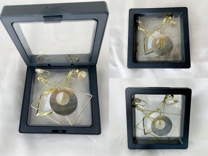 Mismatched Geometric Triangle Dangle Clip on Earrings