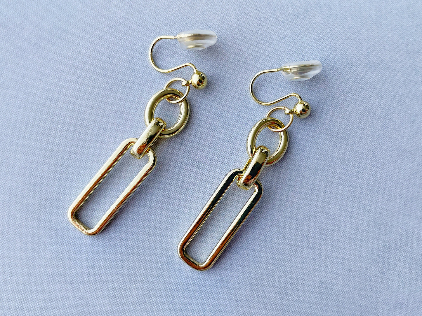 Silver/Gold Chunky Chain Dangle Clip on Earrings