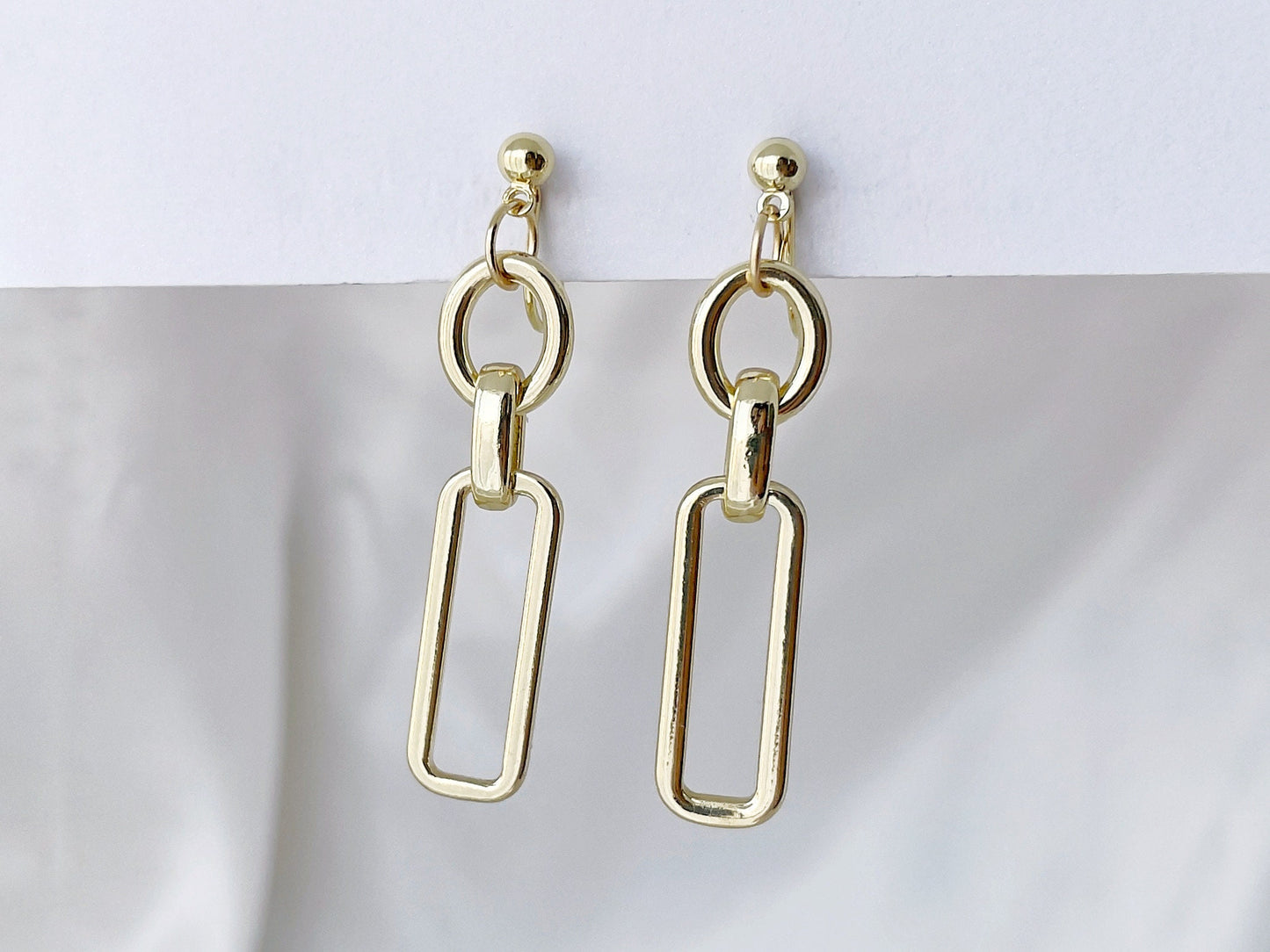 Silver/Gold Chunky Chain Dangle Clip on Earrings