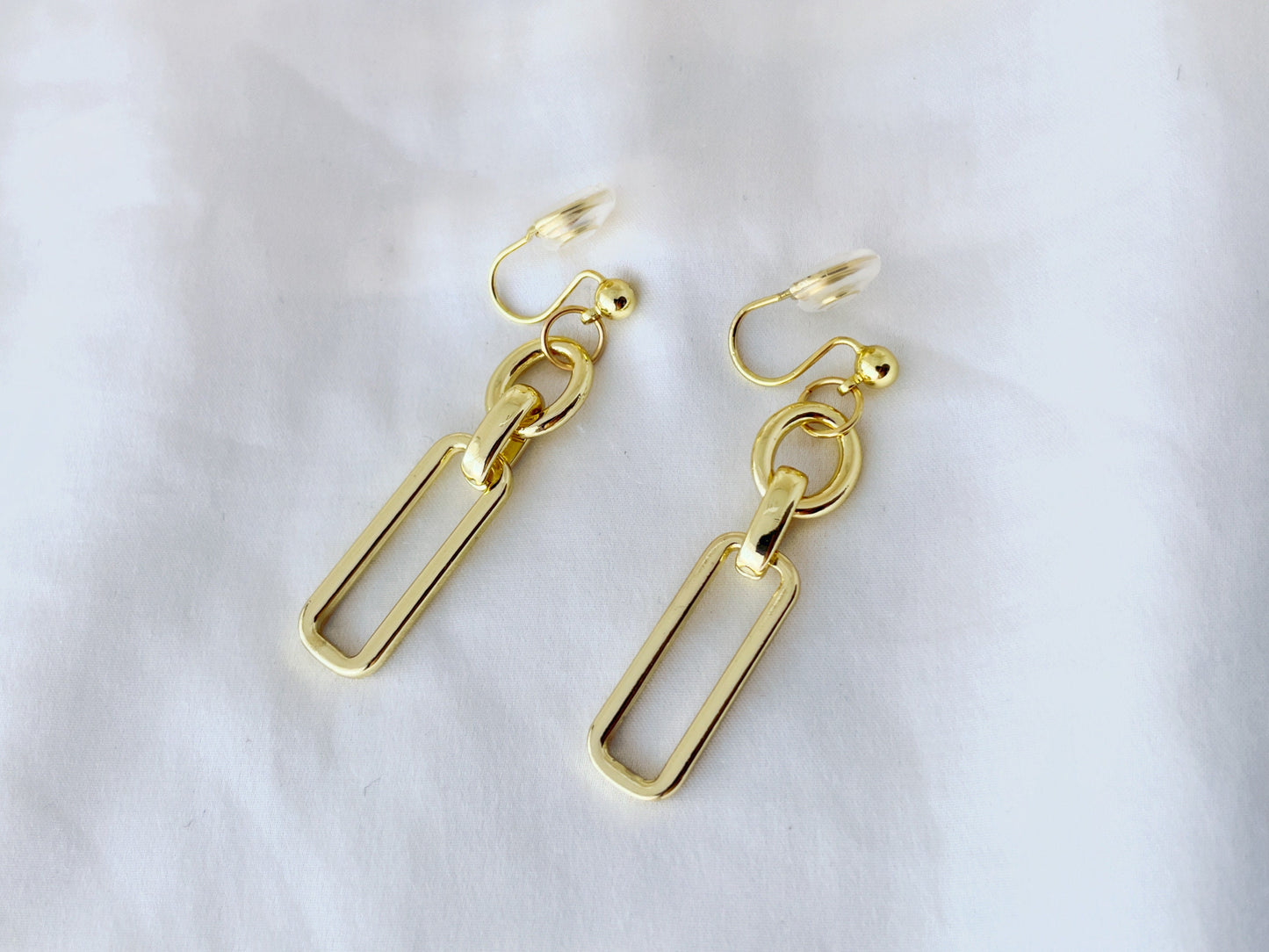 Silver/Gold Chunky Chain Dangle Clip on Earrings