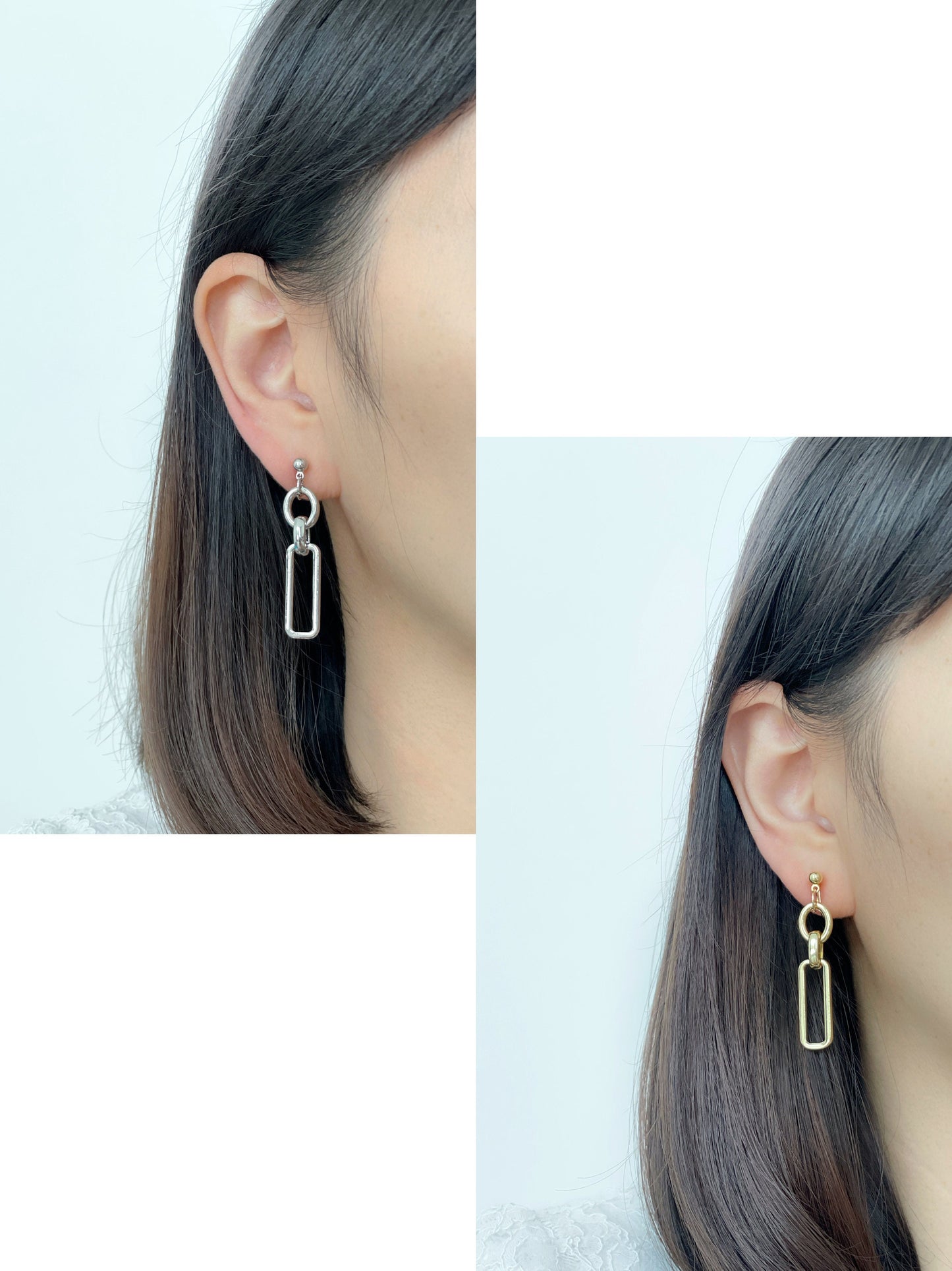 Silver/Gold Chunky Chain Dangle Clip on Earrings