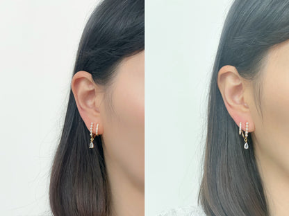 Pearls & CZ Crystal Double Hoop Effect Clip on Earrings