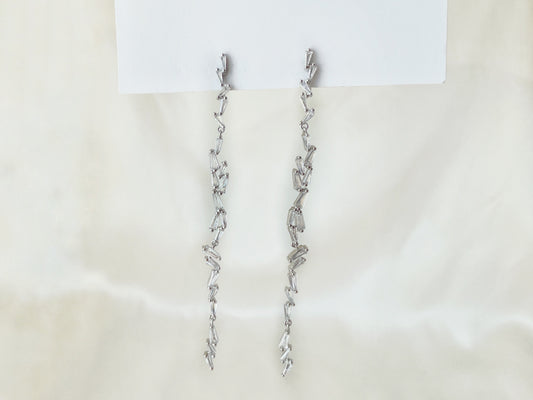 Long Elegant Diamanté Dangle Clip on Earrings
