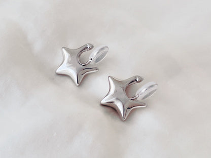 Silver/Gold Star Huggie Clip on Earrings