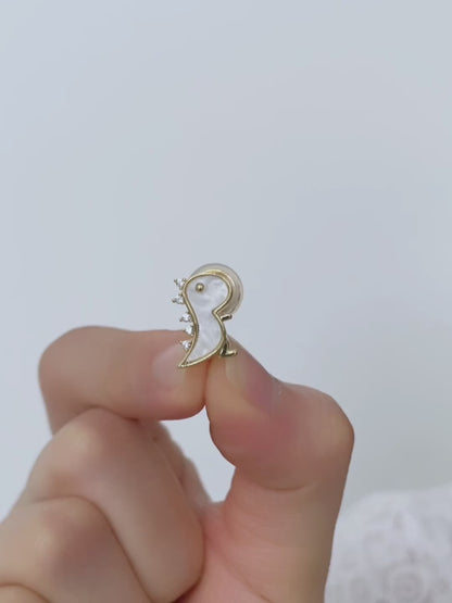 Mother of Pearl Dinosaur Clip on Earrings